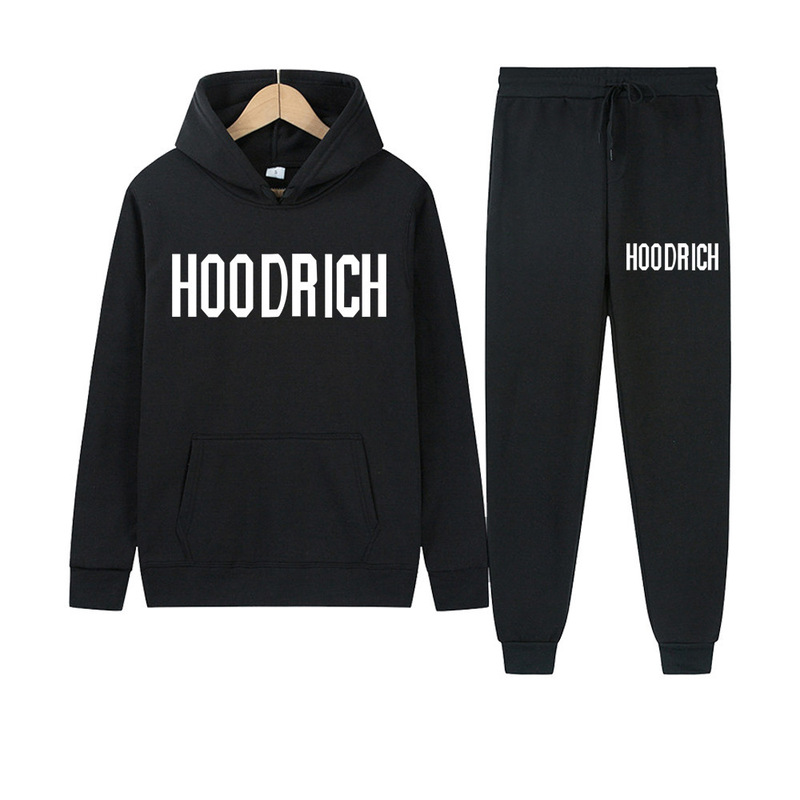 HOODRICH Letter Print Suit Casual Sports Suit Factory Size Aliexpress Hooded Sweatshirt Suit