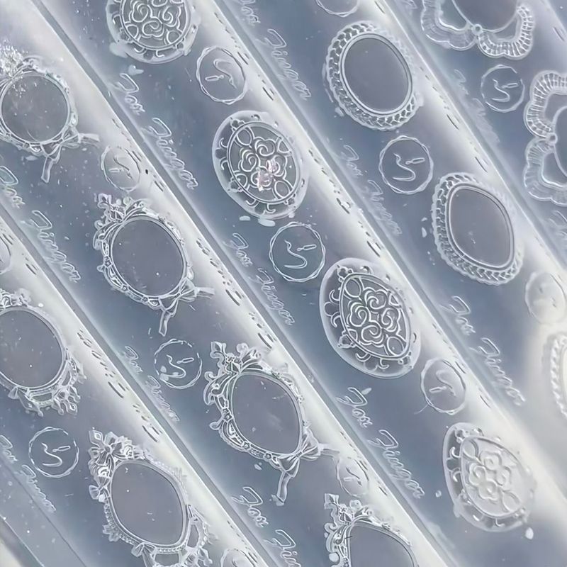 新品美甲模具立体巴洛克欧式宝石相框复古雕花高透硅胶装饰磨具|undefined