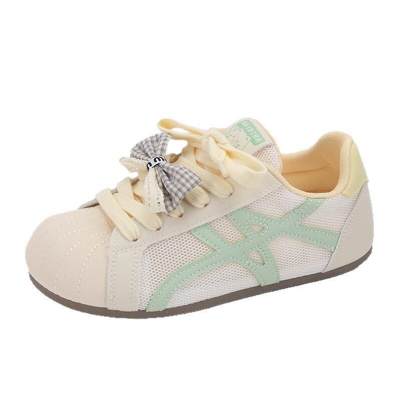 Redonda cabeza casual zapatos blancos para mujeres 2026 verano nuevo ligero red transpirable versátil zapatos de tablero de estudiantes