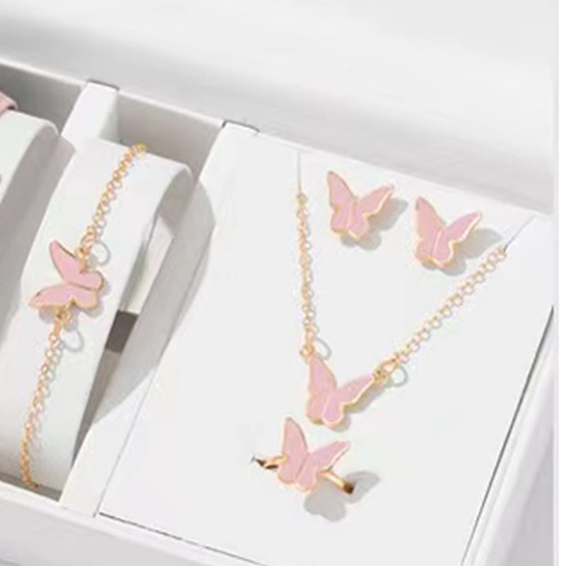 2024 New Fashion Commuter Simple Casual Style Jewelry Butterfly suit Women's All-match Double Love Jewelry in stock