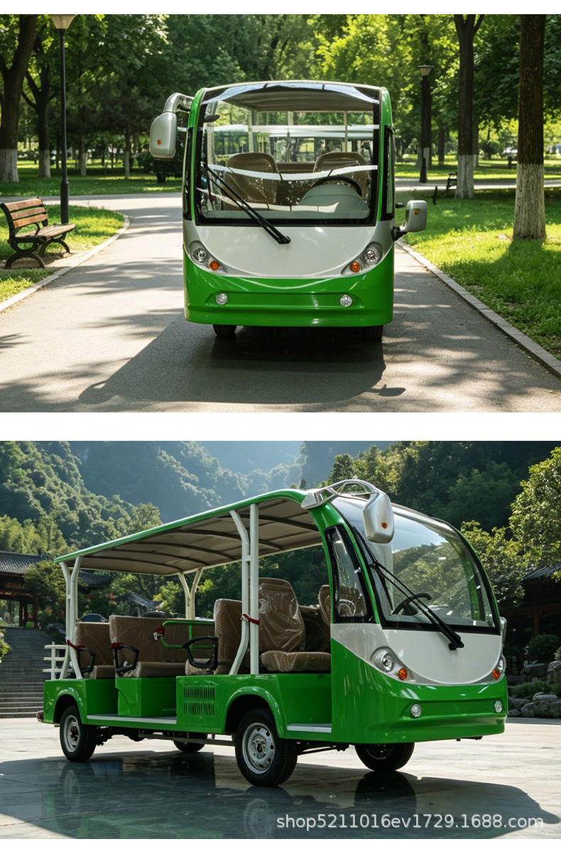 Fuel-powered bus, electric four-wheel sightseeing vehicle, scenic area reception golf cart, property security electric patrol vehicle