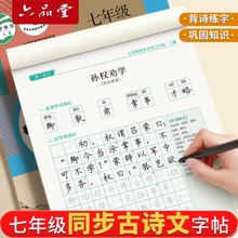 六品堂七年级古诗文字帖人教语文同步初中古诗词练字帖描红练字本