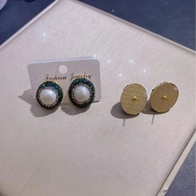 天然巴洛克珍珠耳环手工镶嵌捷克钻工艺精美时尚跨境个性首饰耳饰