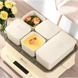 蒸碗盅陶瓷婴儿电蒸锅蒸蛋碗宝宝辅食小饭碗鸡蛋羹蒸糕长方形无