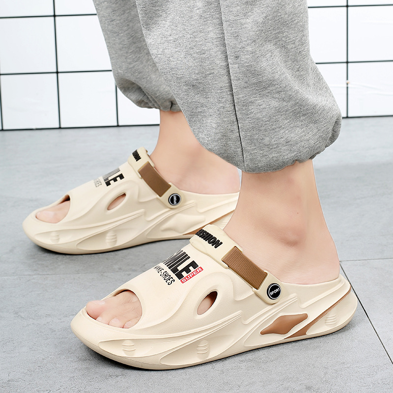 Verano nuevo hombre pisar mierda sensación de conducir zapatillas de sandallas de doble propósito al aire libre zapatos de playa de moda
