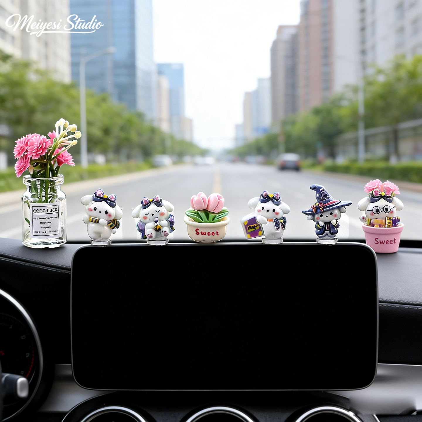 Caricatura encantadora conejo mágico adornos de automóviles computadora de escritorio adornos de escritorio adornos de automóviles eléctricos adornos de automóviles interiores
