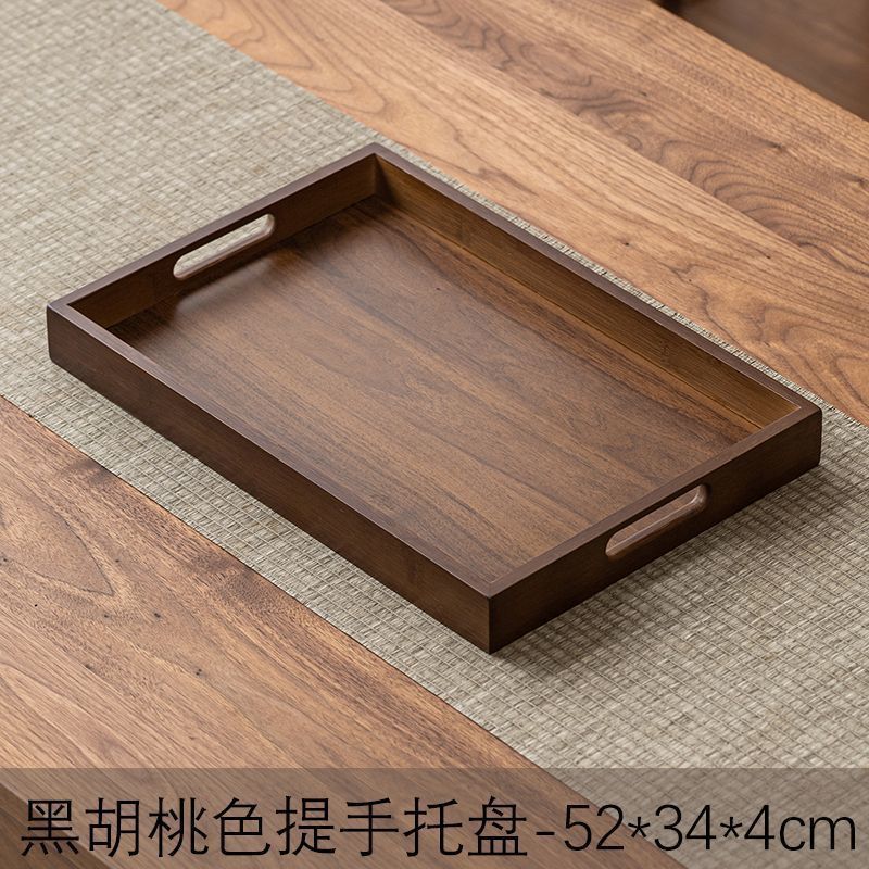 高级托盘竹木质长方形家用放茶水杯盘咖啡杯器具餐盘酒店收纳托盘|undefined