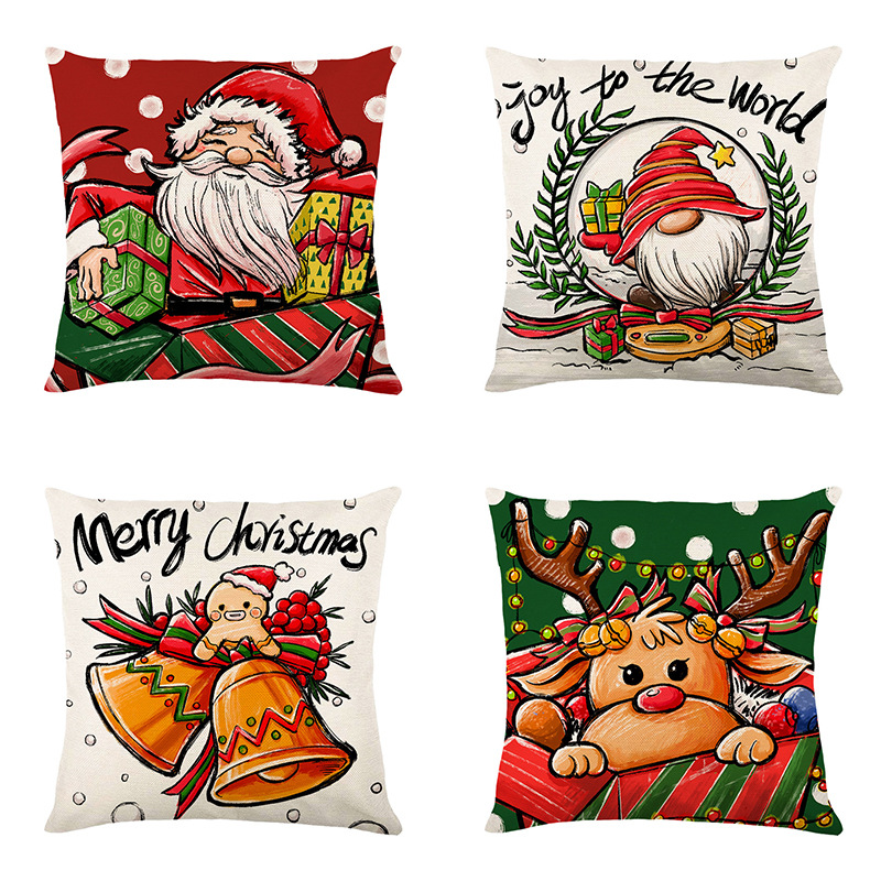 Fashion Christmas Tree Christmas Socks Letter Linen Pillow Cases display picture 2