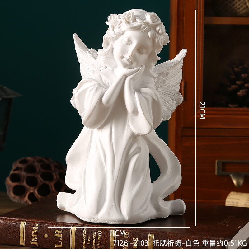 Ángel retro europeo adornos estatuas de yeso de resina americana escultura accesorios de decoración de escritorio de chicas
