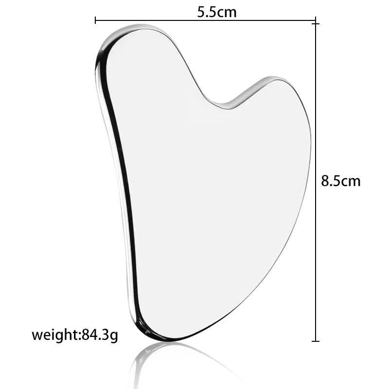 Tablero raspador grande de acero inoxidable, raspador de dedos, raspado facial en forma de corazón, herramienta de tablero de masaje de metal reafirmante