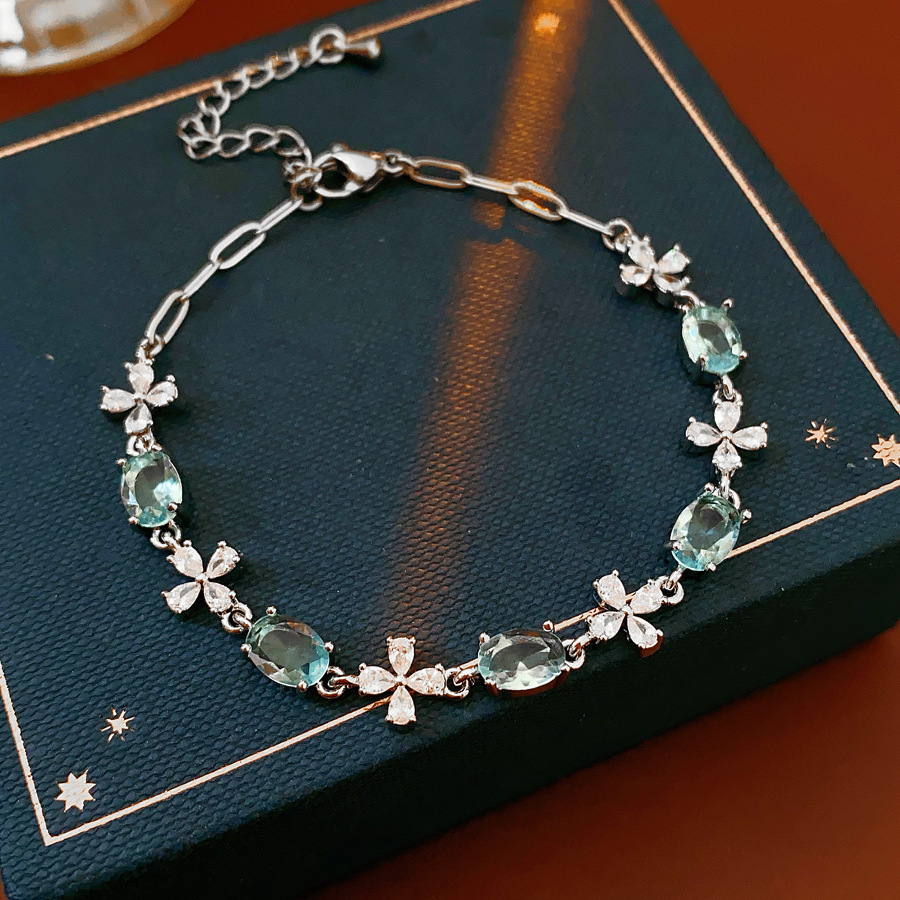 Pulseras de zircon azul marino frescas y lujosas pulseras de alta sensación 2026 nuevas joyas de moda de verano versátiles image 15