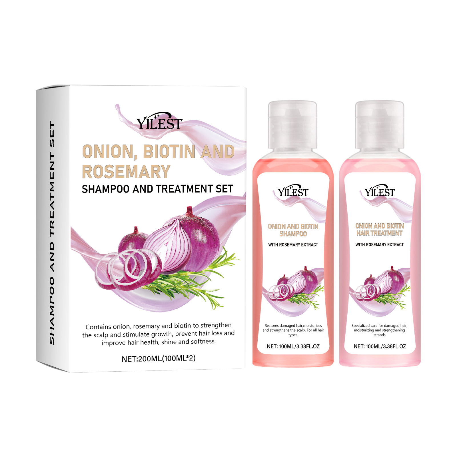 Transfronterizo no estándar cebolla biotina nutrimiento raíz cabello cuero cabelludo brillante cabello romero set champú image 8