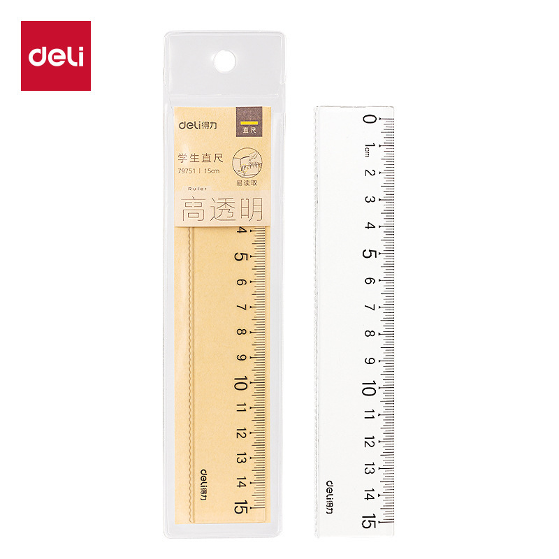 Deli 79751/79754 Ruler Primary School Student Stationery Measurement Ruler Wave Ruler Scale Clear Measurement Accurate