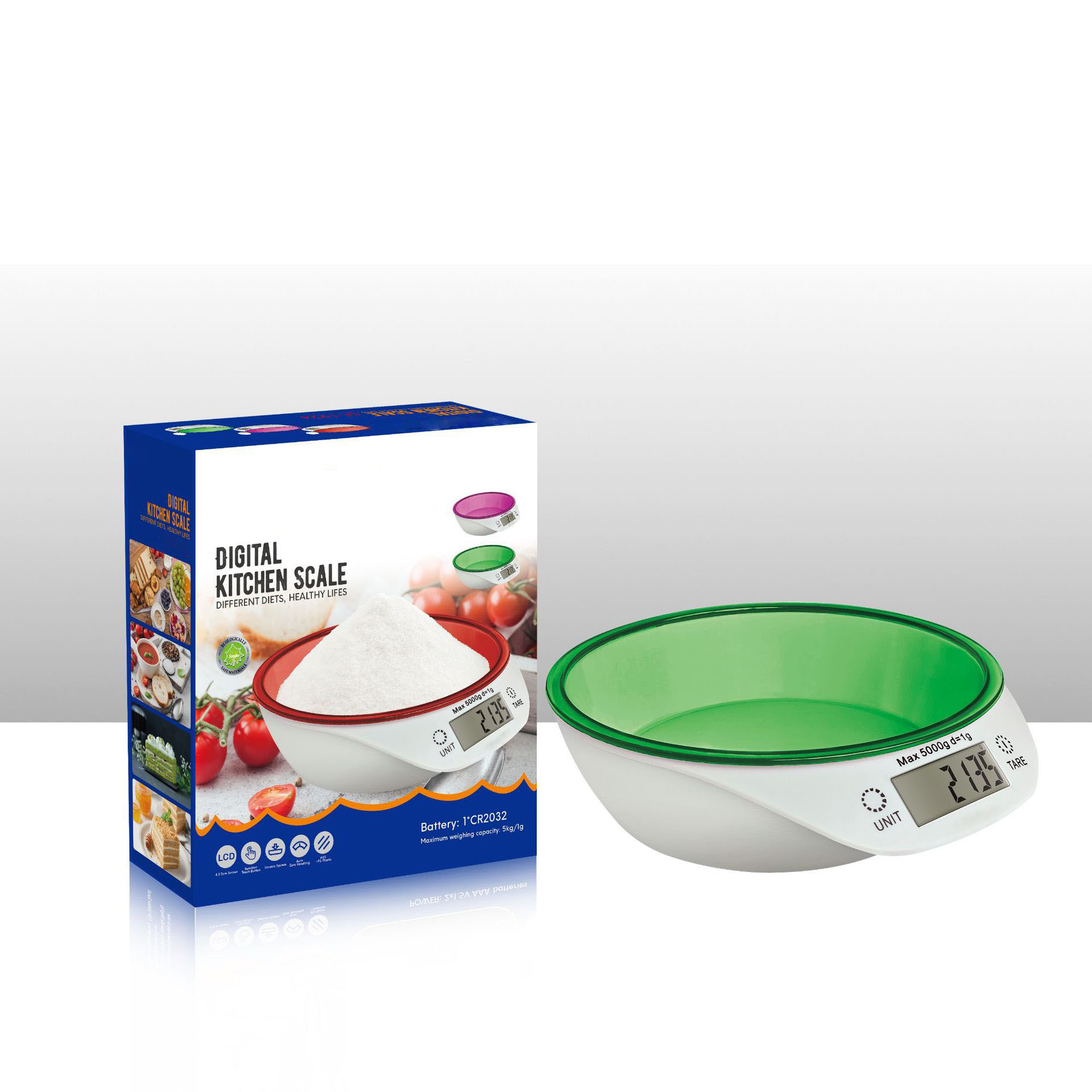 Cocina casera Hornear de alta precisión Báscula electrónica de peso pesado con plato tazón redondo Báscula electrónica de comida KITCHEN SCALE