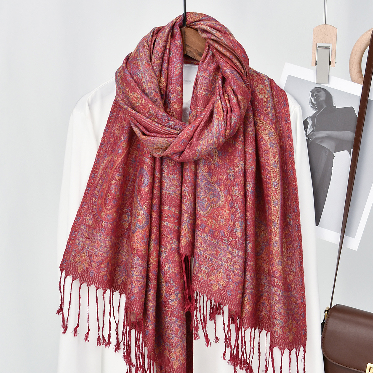 Women's Casual Ethnic Style Solid Color Polyester Scarf display picture 1