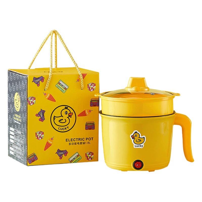 Маленькая желтая утиная электрическая кастрюля многофункциональная электрическая кастрюля мини-бытовая студенческая общежитие