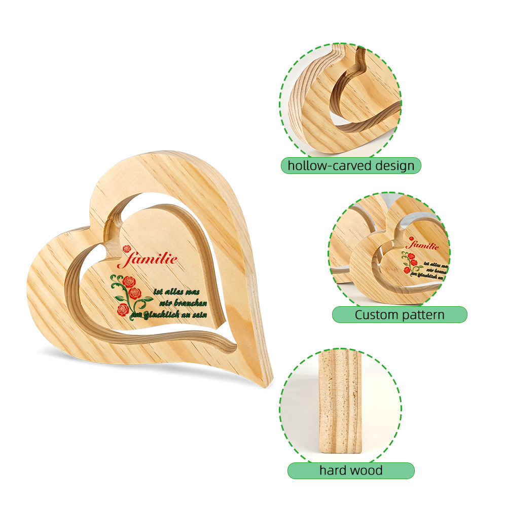 Transferencia térmica amor adornos decoración de madera DLY material al por mayor