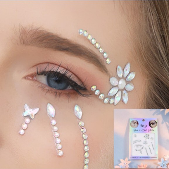 High-End Halloween Tattoo Stickers, Diamond Stickers, Tattoo Stickers, Eyebrow Stickers, Rhinestone Decoration Music Festival Stickers