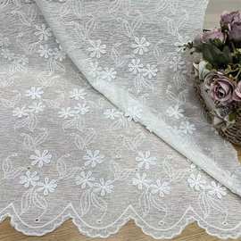 蕾丝提花底立体小花朵镂空柔软棉线面料女装童装婚纱连衣裙布料