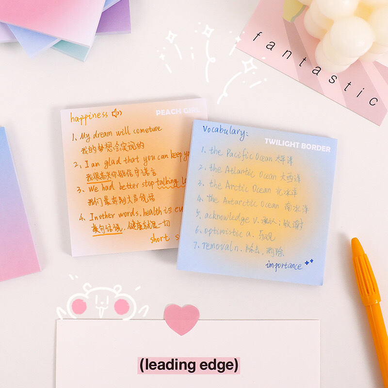 Gradient Sticky Notes for Students - High-Quality Adhesive Label Stickers, Small Notebooks, Removable Handwritten Note Pads