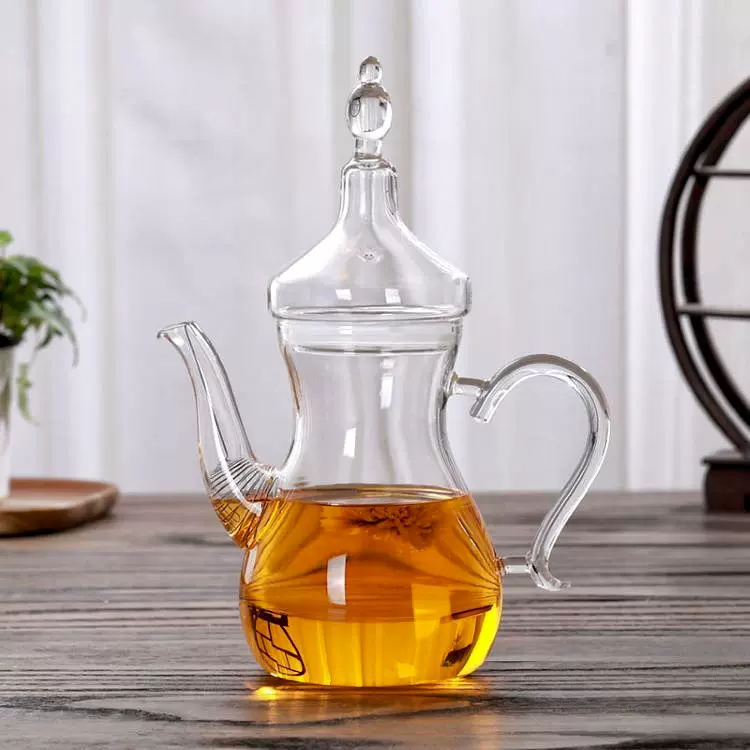 高硼硅玻璃贵妃壶简约煮茶壶高颜值家用花茶壶耐高温带把透明茶壶