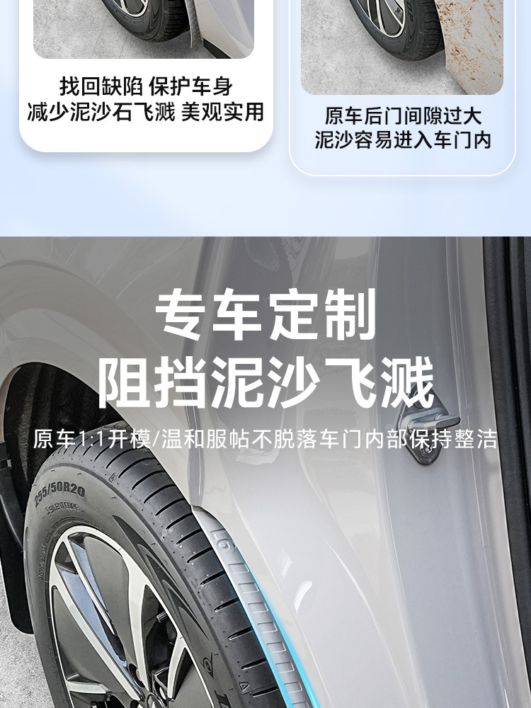 24/25 Model Li Auto I6I8L6L7 Rear Door Liner Mudguard Mudflap No-Drill Rear Tire Upgrade Special