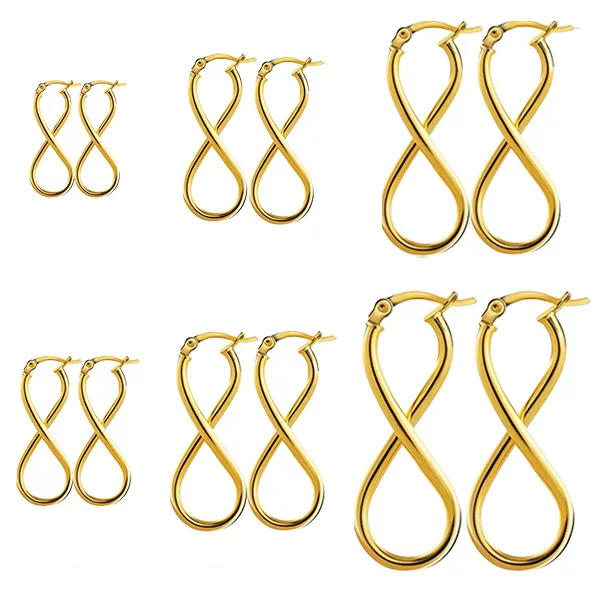 European and American popular stainless steel 8-shaped earrings Japanese and Korean round line women's atmospheric creative personality temperament earrings wholesale