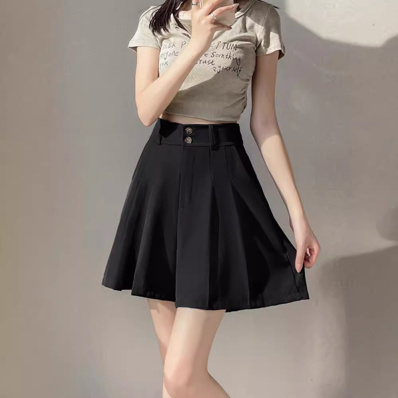 2025 Summer Short plus size Suit A- line Half-length Skirt Pants High Waist Slimming Casual Outer Wearing Wide-leg Half-length Pants 2025 Summer Short plus size Suit A- line Half-length Skirt Pants High Waist Slimming Casual Outer Wearing Wide-leg Half-length Pants