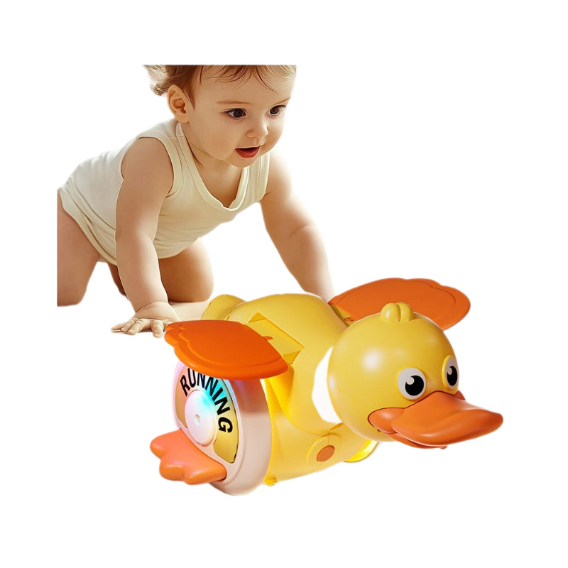 Transfronterizo recargable eléctrica rotativa universal pato de alimentación Temu guía a los bebés para aprender a arrastrar juguete de pato giratorio