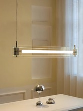 现代创意个性办公室餐桌饭厅吧台灯一字长条玻璃简约艺术餐厅吊灯