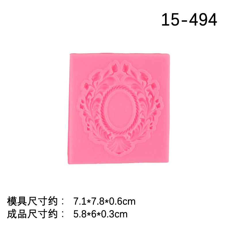 Retro patrón espejo marco de fotos tallado silicona fondant DIY pastel hornear chocolate decoración hecha a mano del molde