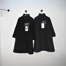 现货2025冬季新款宽松时髦廓形斗篷感腰带加棉中长款毛呢大衣外套