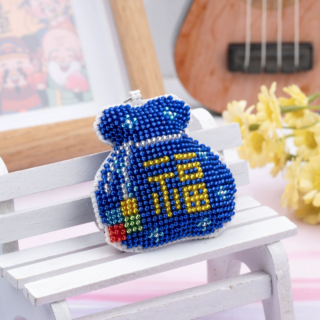 Protective amulet with beads, double sided embroidery, backpack, keychain, face blush