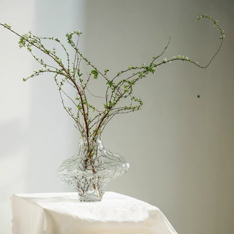 Modern Simple Glass Dining Table Handmade Flower Vase Home Model Room Decorative Canyon Vase