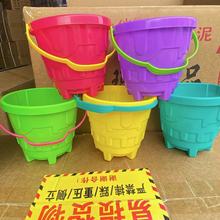 夏季儿童沙滩桶水桶塑料桶单桶玩沙戏水玩具海边热卖挖沙赶海彩色