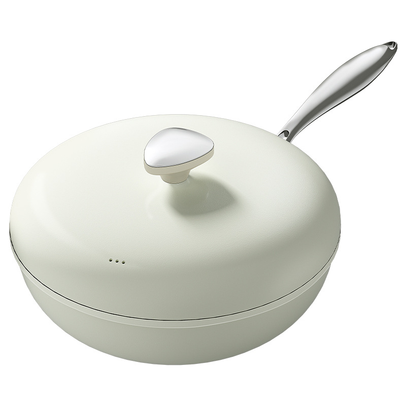 PT30-EA-15 doble desvío guijarros wok con tapa/blanco