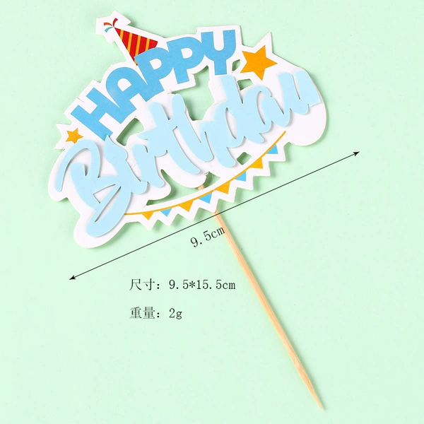 5 blue top hat paper flags