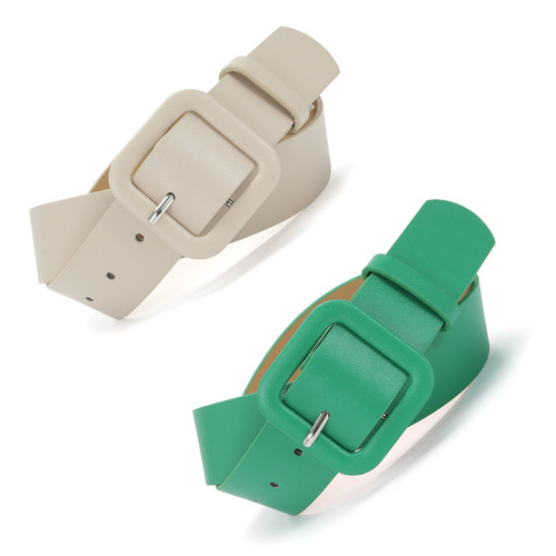 New fashionable Korean style women's belt square buckle candy color chic style simple versatile jeans dress belt