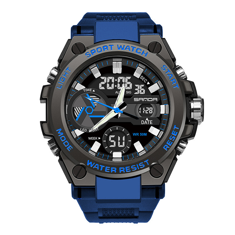 SANDA 3311 estudiante masculino tendencia de la moda juvenil hombres multi-funcional luminoso impermeable reloj electrónico