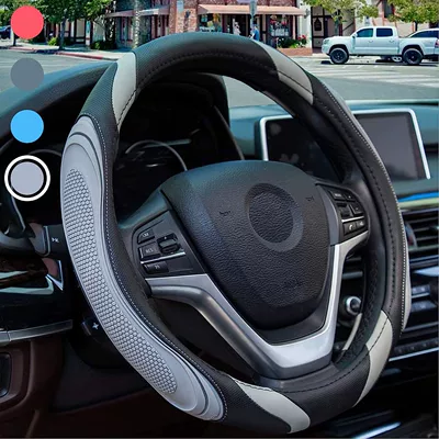 Car Handlebar Cover, Steering wheel cover - nail-yarn-film-o-type-light-gray-38cm