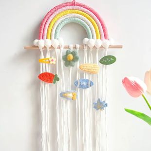 25 Cross-Border Ins Style New Kidsren's Hairpin Storage Hand-Woven Rainbow Tassel Hair Ball Hair Accessories Finishing Pendant