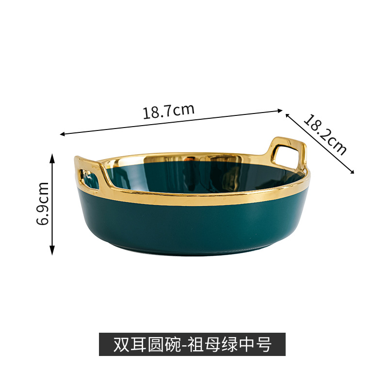 Nordic inswind cerámica de doble oreja tazón red doméstica lujo ligero Phnom Penh fruta tazón de ensalada tazón de cereales de yogur tazón de sopa