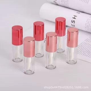 5ml唇釉管分装瓶包 DIY唇蜜膏液体空管塑料透明圆形电镀烫印盖子