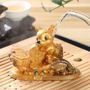 Creative boutique color-changing tea pet lucky mouse ornaments tea tray kung fu tea set tea ceremony accessories tea play pet