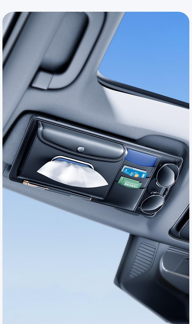 Car Sun Visor Storage Cover Tissue Box Car Multifunctional Artifact Glasses Holder Id Holder Bag Card Holder Bill
