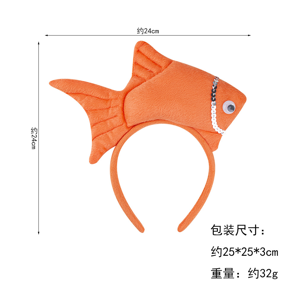 Wansheng rendimiento de la etapa tocado suministros de juego de Navidad peces animales diadema Vida Marina Goldfish diadema