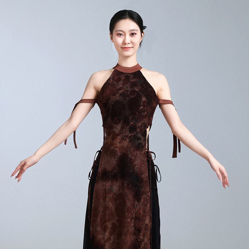 新款国风长款舞蹈服女爵士练功演出服旗袍古典舞服装练功服演出服|undefined