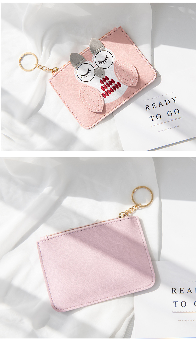 48g Weight Synthetic Leather Lining Material Zipper Closure Type Coin Purse Bags Type Daily Occasion Pu Leather Material Owl Pattern All Seasons Season Women'S Gender Cute Style Square Shape Women's Owl Pu Leather Zipper Coin Purses