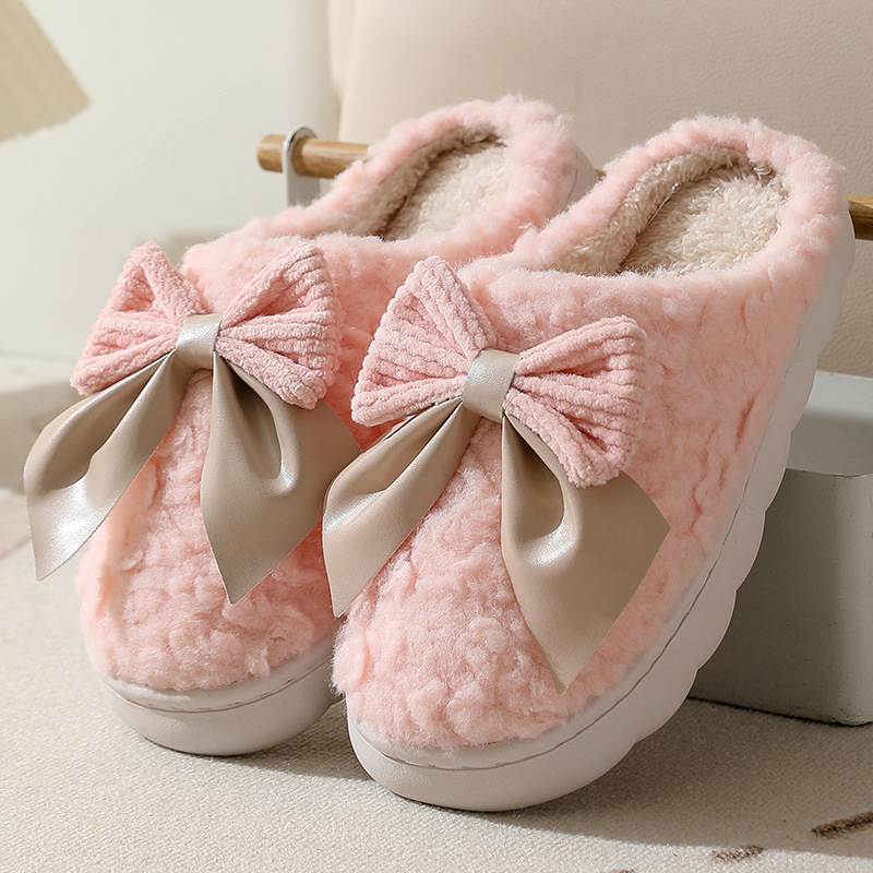 Nuevas zapatillas de algodón de invierno para mujer, zapatillas de algodón de felpa y terciopelo para el hogar, zapatillas de algodón cálidas para interiores con suela gruesa para parejas, zapatillas