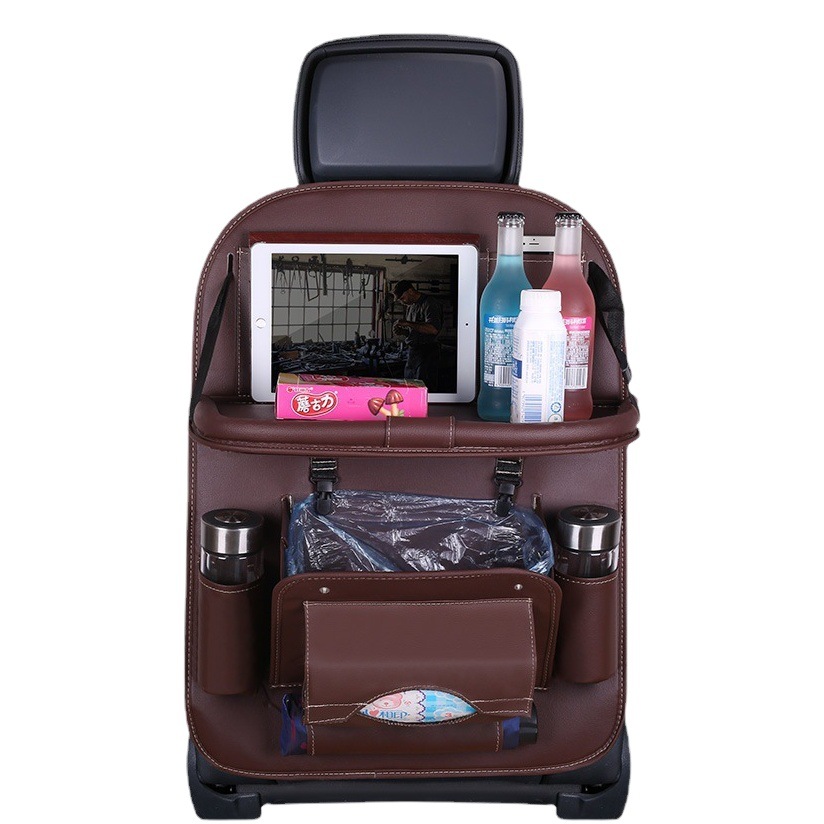 Bolsa de almacenamiento de asiento de coche de cuero bolsa de almacenamiento de mesa de comedor multifuncional bolsa colgante bolsa de almacenamiento plegable
